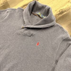 Polo Ralph Lauren Shawl Collar Sweater Men’s XL Blue 100% Cotton Pullover Pony